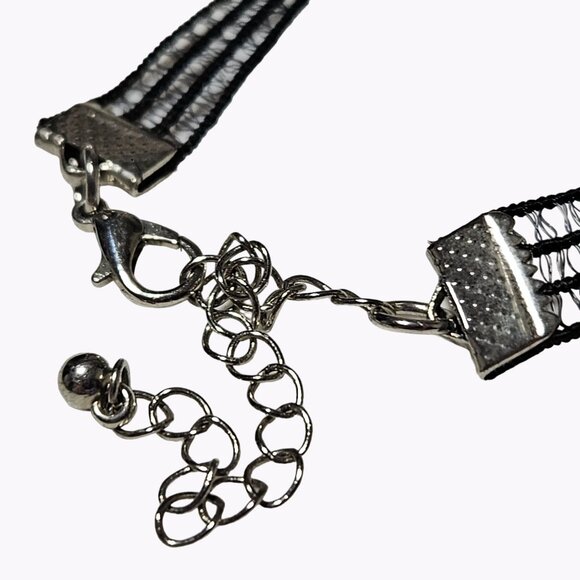 Elegant Black Lace Silver Tone Cross Choker Necklace Religious Spiritual Jewelry - Picture 3 of 4